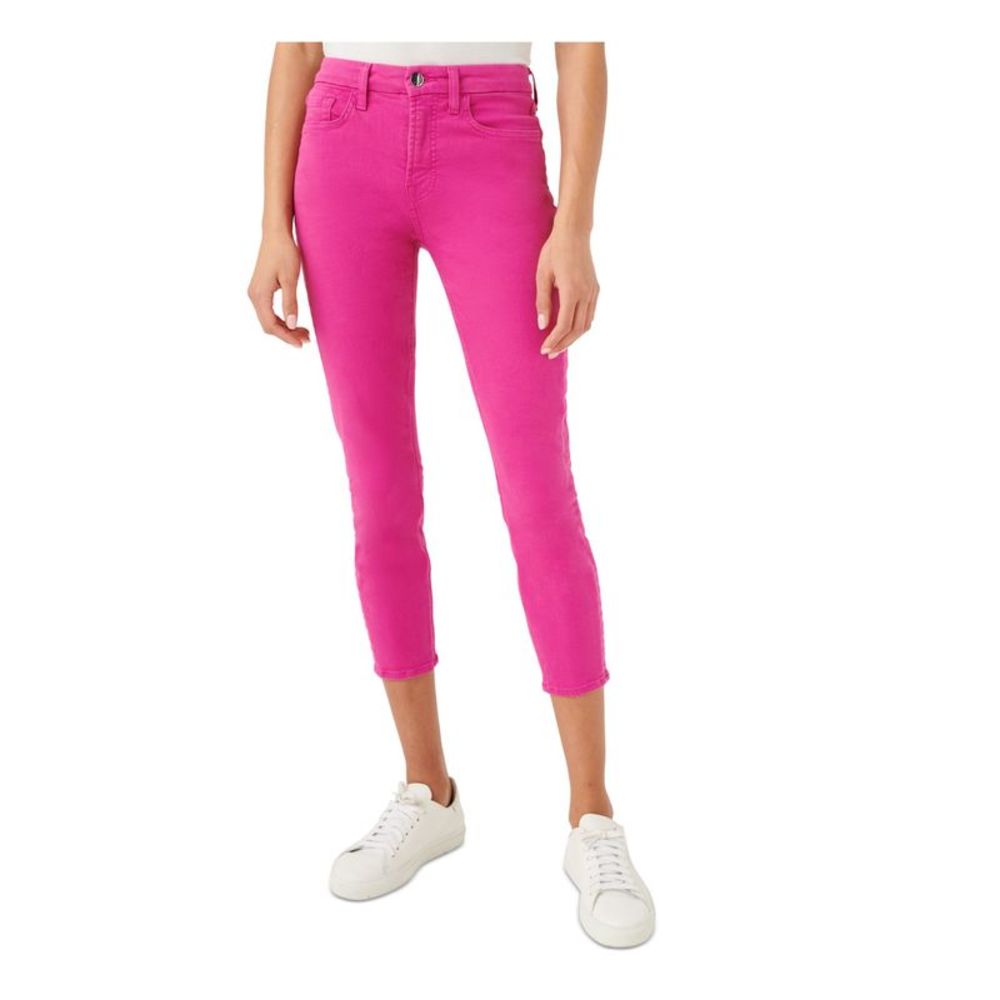Jen 7 By 7 For All Mankind Womens Pink Cropped Tummy-control Skinny Jeans 12